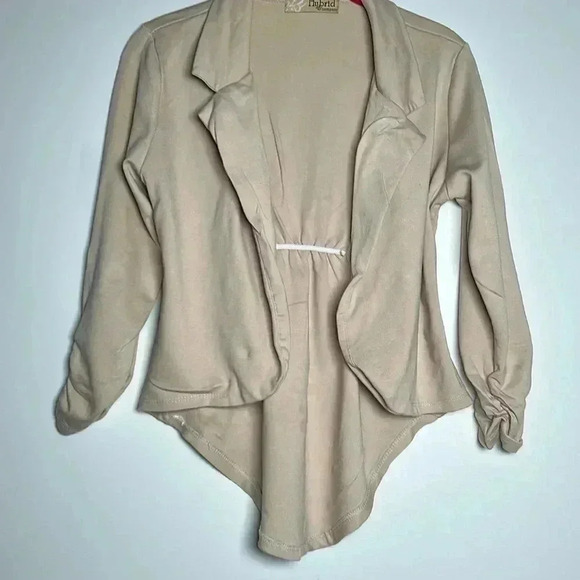 Hybrid & Company Ruched Sleeve Brown Blazer Hi Lo Size Small - Picture 4 of 10